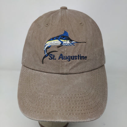 BJR Classic Headwear Men's Strapback Hat Tan Embroidered St. Augustine FL Logo