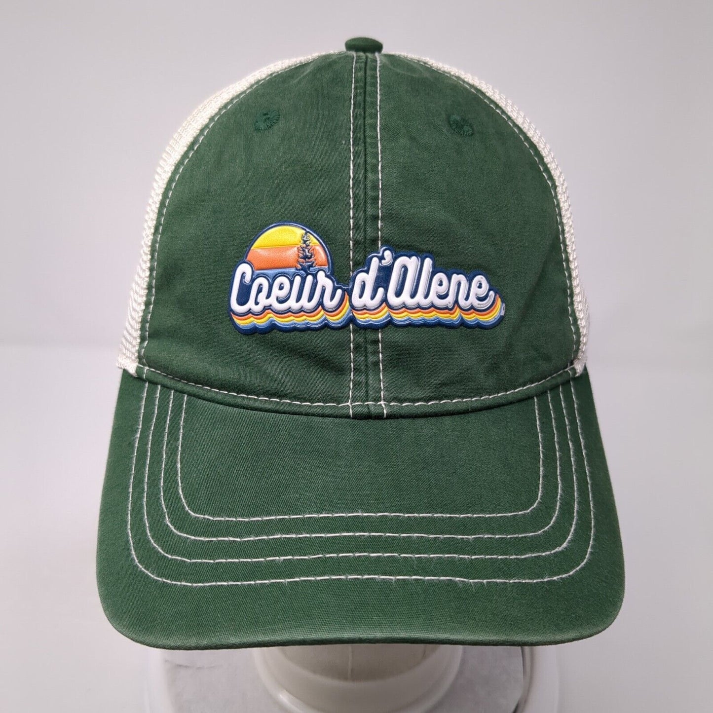 Coeur d'Alene Snapback Trucker Hat Green One Size Mesh Back Adjustable