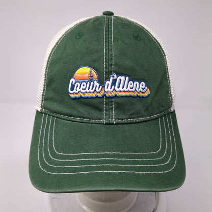 Coeur d'Alene Snapback Trucker Hat Green One Size Mesh Back Adjustable