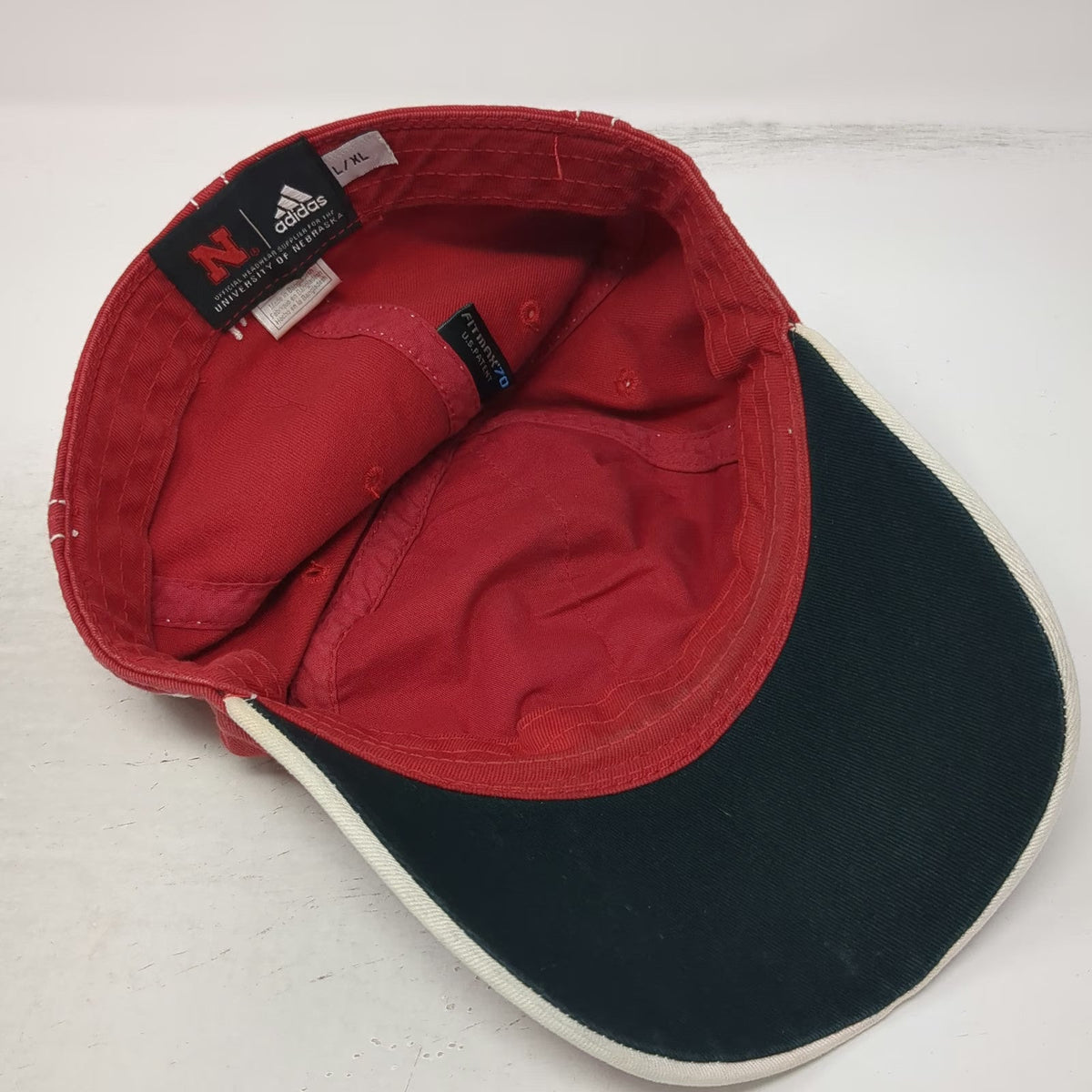 Nebraska Cornhuskers NCAA adidas Red XL Stretch Fit Curved Brim Cap Hat Huskers
