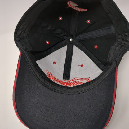 Caliente Strapback Hat Black OS Adjustable Embroidered Vented Holes 6 Panel