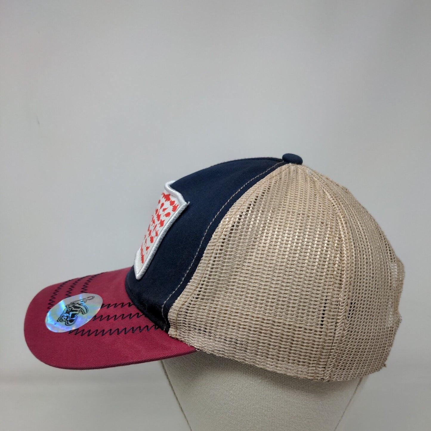 Wild Wear Fish American Flag Patch Snapback Trucker Hat Multi OSFM Mesh Back
