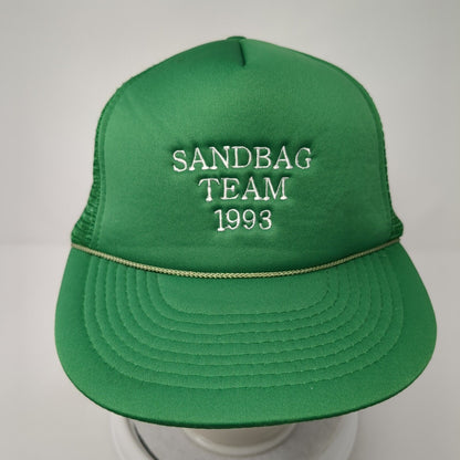 Sandbag Team 1993 Snapback Rope Trucker Hat Green One Size Mesh Back