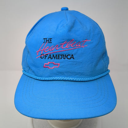 Vintage Chevrolet Snapback Trucker Hat Blue OSFA The Heartbeat of America