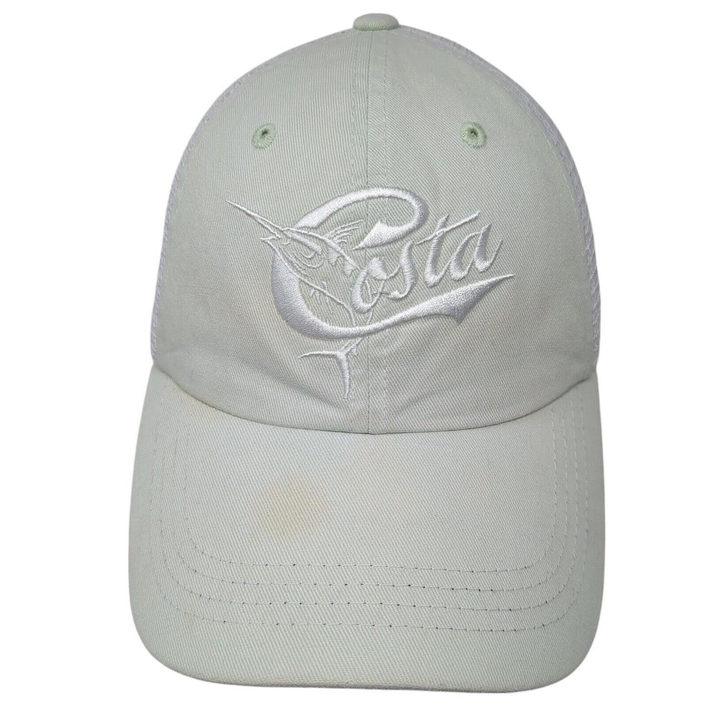 Costa Del Mar Snapback Mesh Back Trucker Hat Green One Size Embroidered