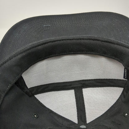 Decky 5 Panel Black Hat One Size Idaho Mountain Festival Patch Flat Brim Cap