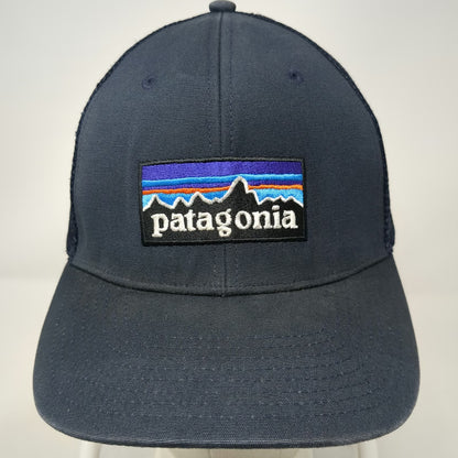 Patagonia Trucker Hat Blue One Size Mesh Back Snapback Logo Patch Mountain Peak