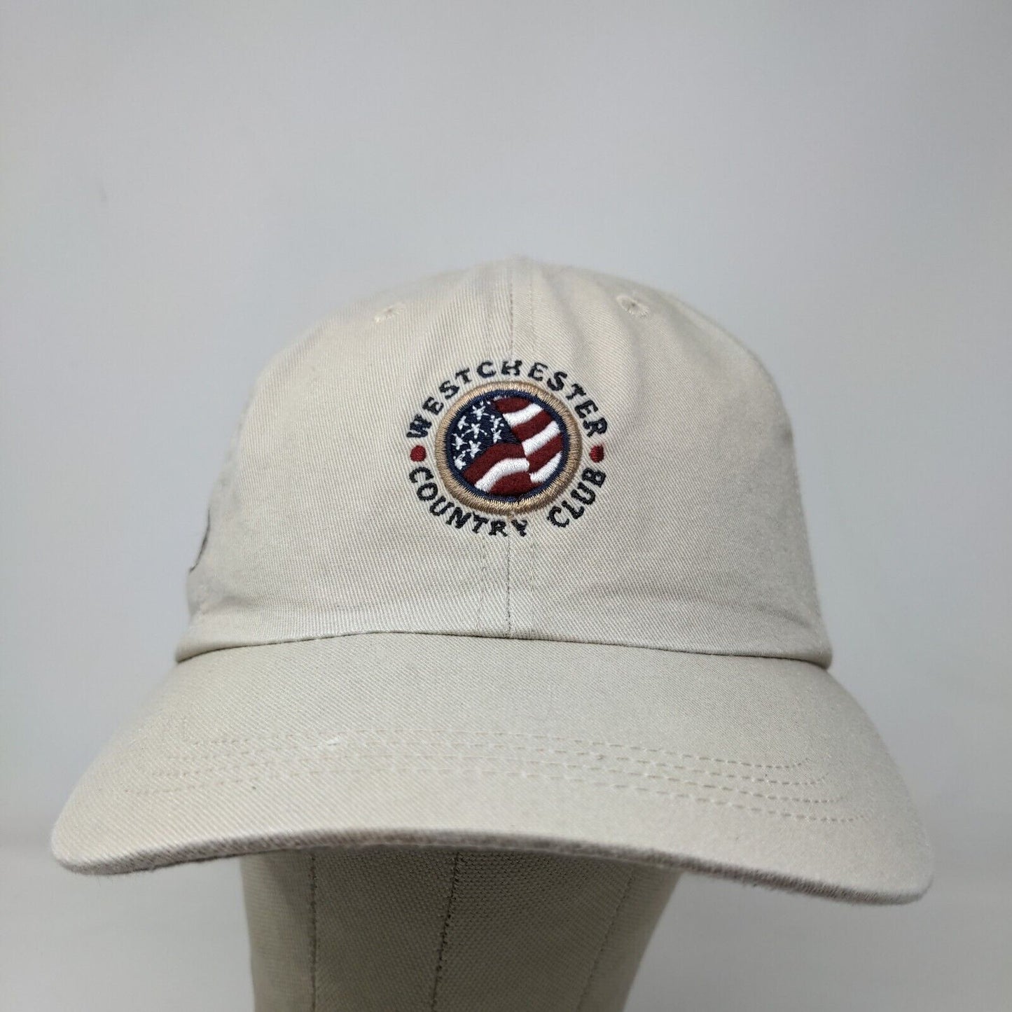 Ahead Men's Slideback Hat Tan Adjustable Embroidered Westchester Country Club