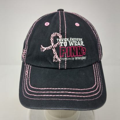 Tough Enough To Wear Pink? Wrangler Strapback Hat Black OS Adjustable Cotton