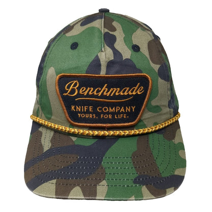 Benchmade 5 Panel Green Camo Hat One Size Snapback Rope Patch Knife Company