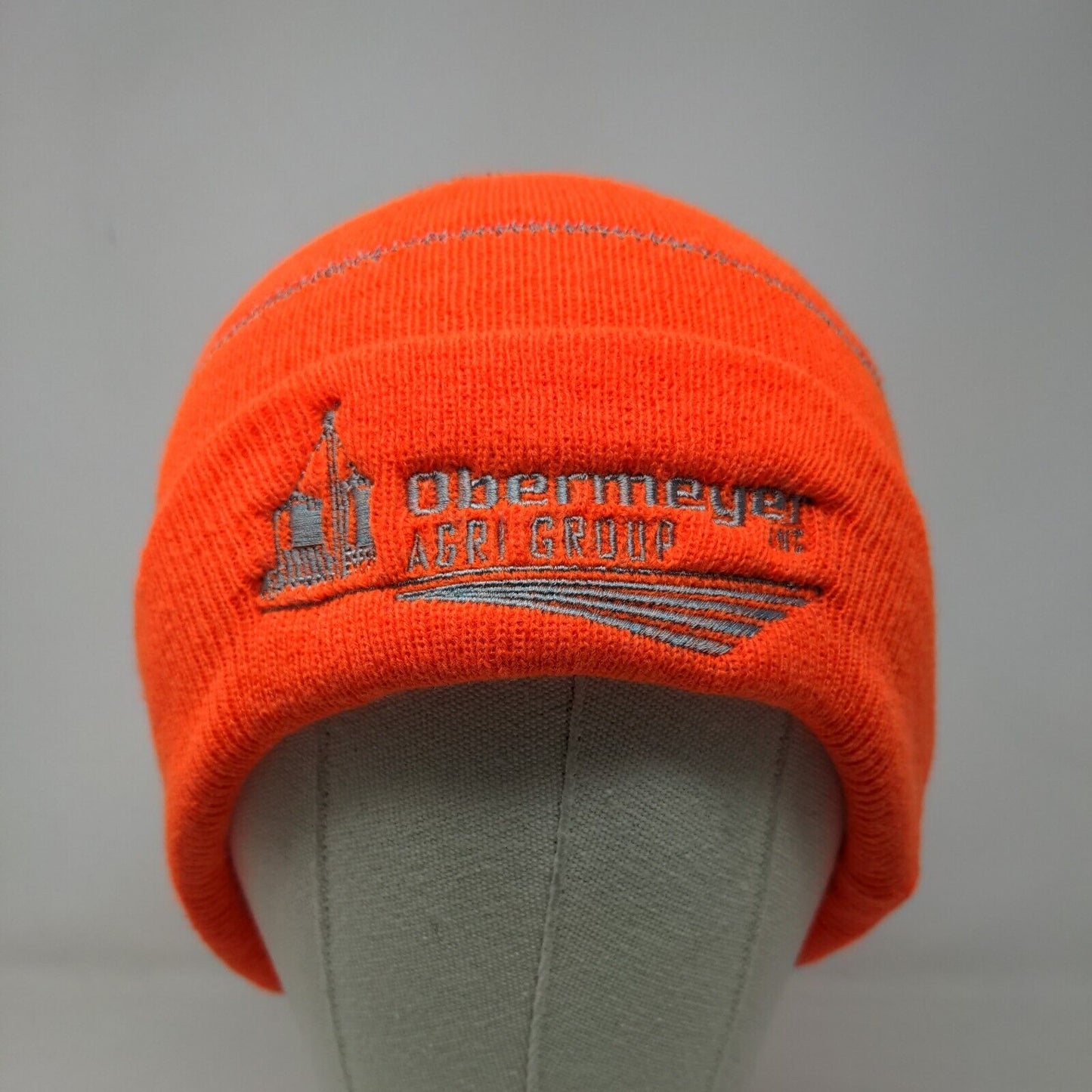 Obermeyer Agri Group Men's Knit Beanie Hat Cap Orange Embroidered Logo Acrylic