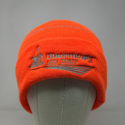 Obermeyer Agri Group Men's Knit Beanie Hat Cap Orange Embroidered Logo Acrylic