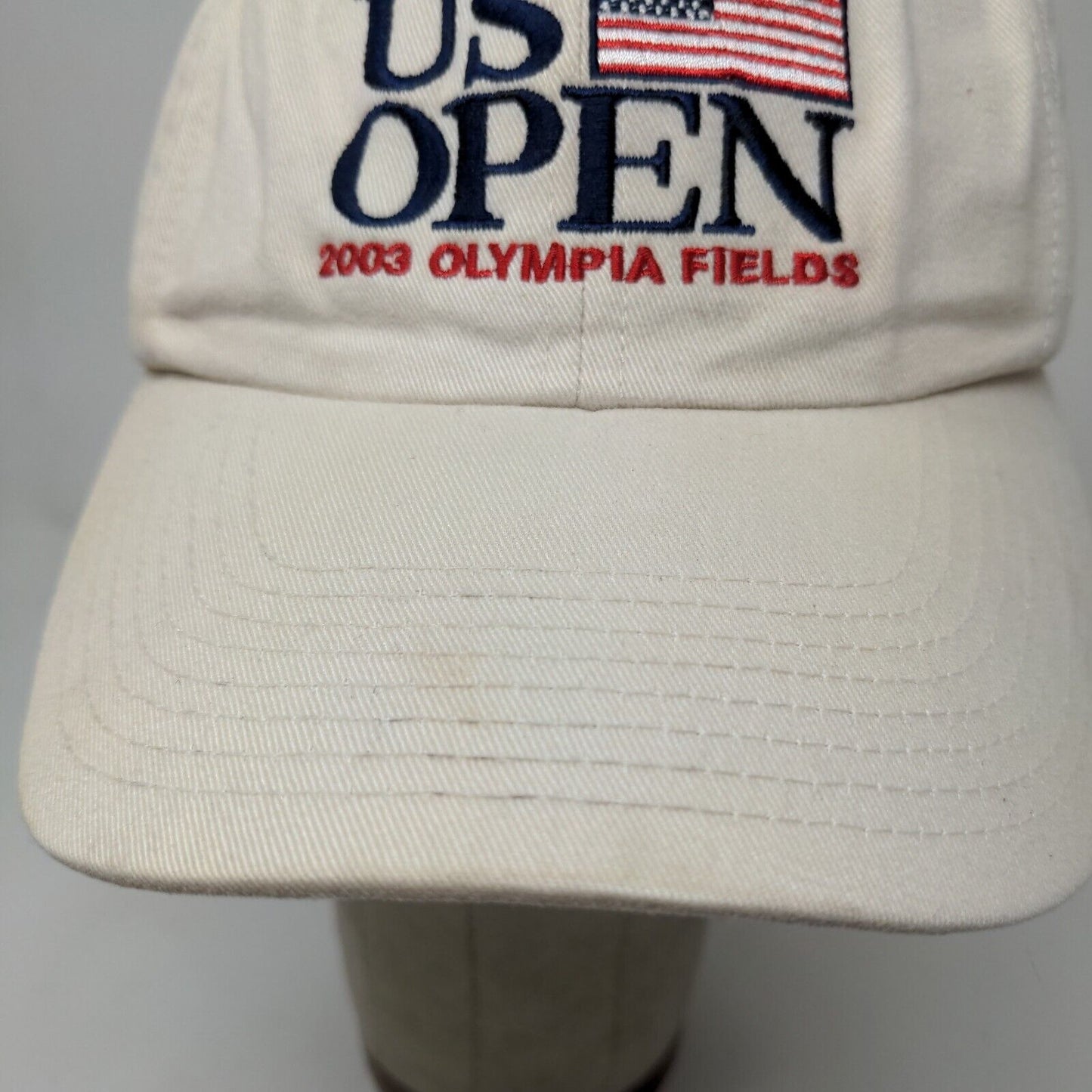 USGA Men's Slideback Hat Tan Embroidered US Open 2003 Olympia Fields Vintage