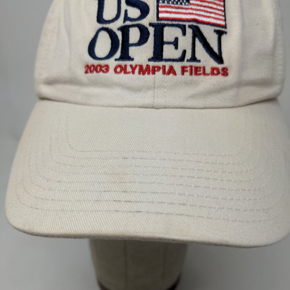 USGA Men's Slideback Hat Tan Embroidered US Open 2003 Olympia Fields Vintage