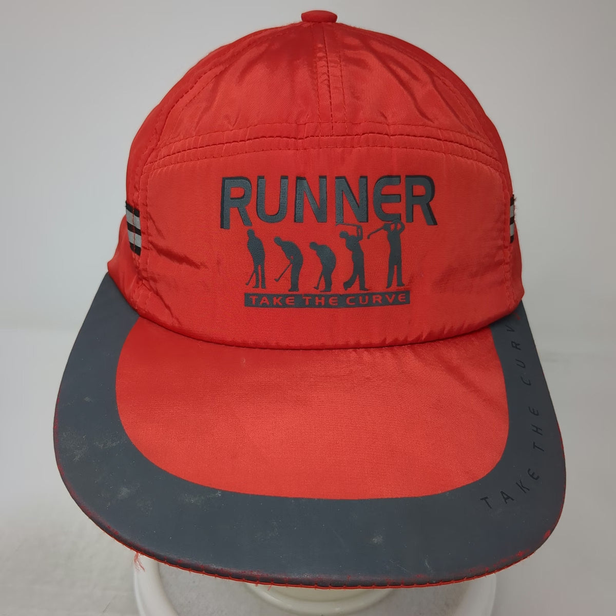 Red Baseball Cap One Size Golf Swing Runner Take The Curve Nylon Strapback Hat