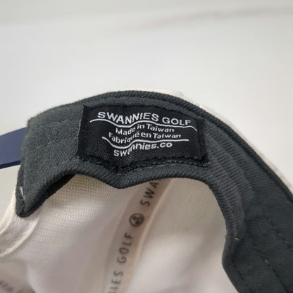 Swannies Snapback Hat White Blue One Size Golf Embroidered Swan Logo Adjustable