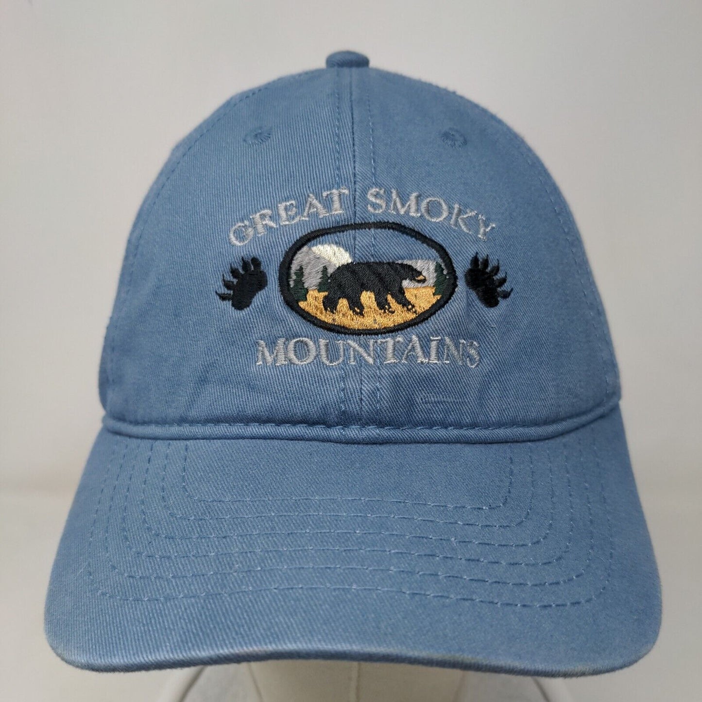 Great Smoky Mountains Strapback Hat One Size Blue Embroidered Jacobson Hat