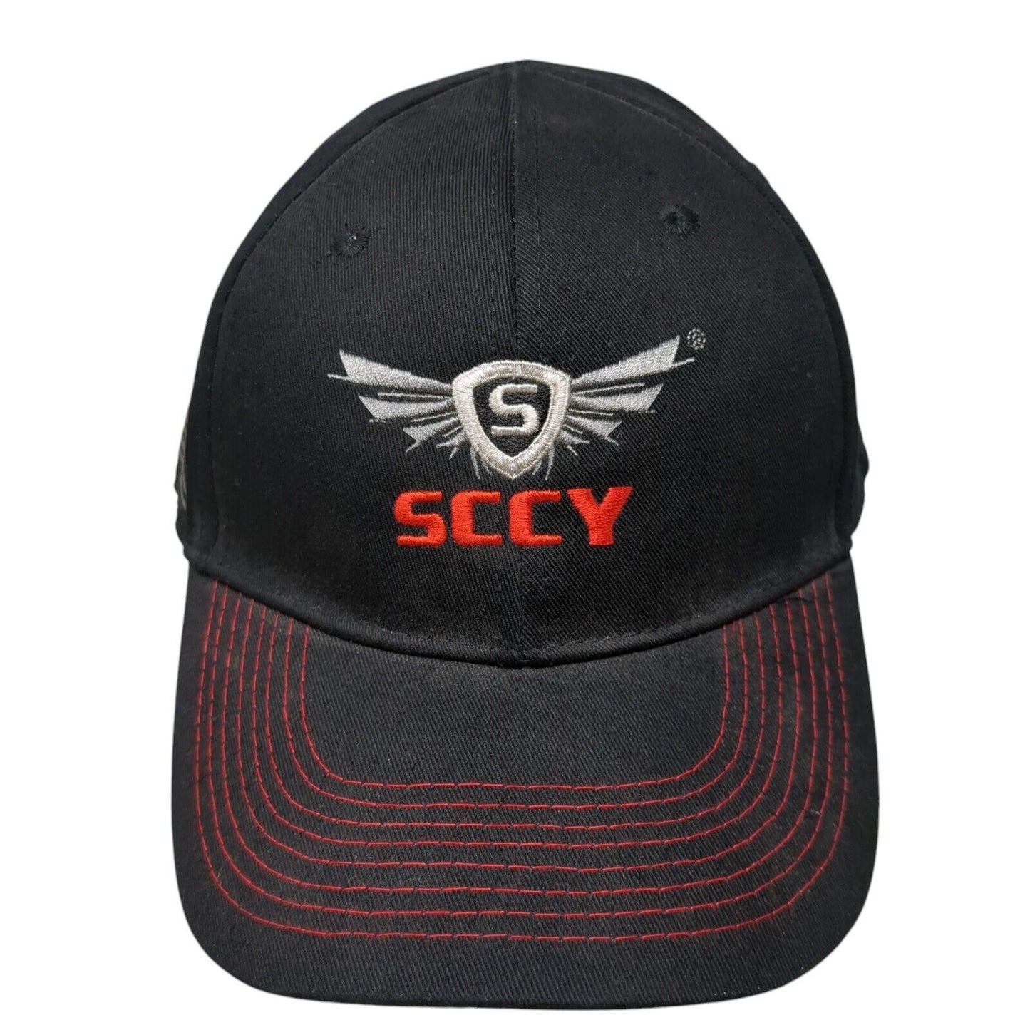SCCY Strapback Hat Black One Size Adjustable Embroidered Patriotic Cotton