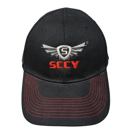 SCCY Strapback Hat Black One Size Adjustable Embroidered Patriotic Cotton