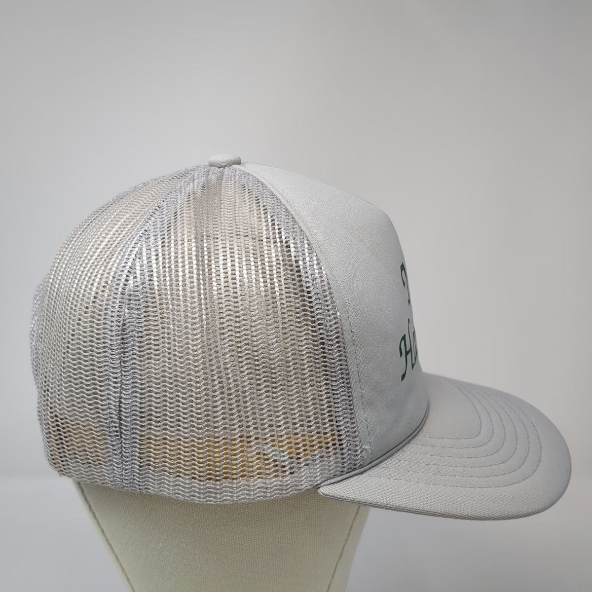 Yupoong Trucker Hat Gray One Size New Hampshire Green Script Mesh Back Hat