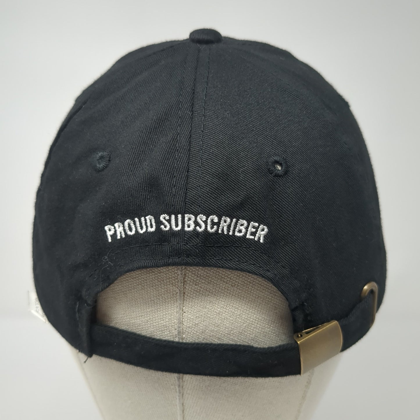 GQ Slideback Hat Black One Size Embroidered Proud Subscriber 6 Panel