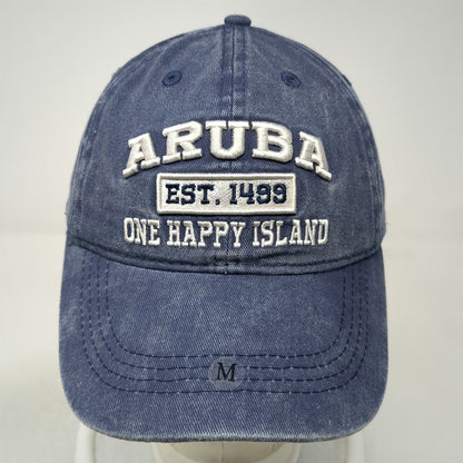 Jo Ann's Baseball Cap Blue M Aruba One Happy Island Embroidered Slideback Hat