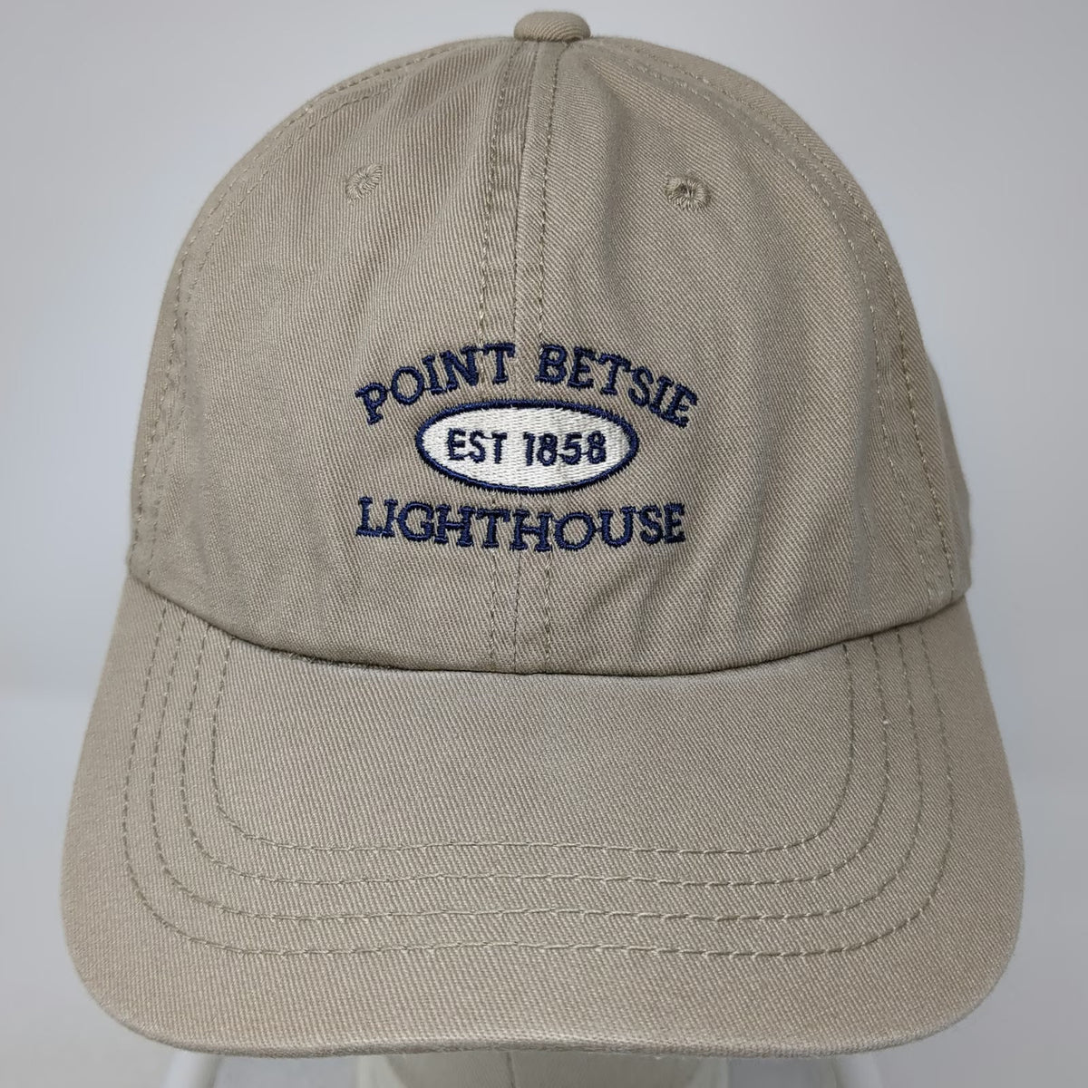 Cobra Baseball Cap Beige One Size Point Betsie Lighthouse Michigan Slideback Hat