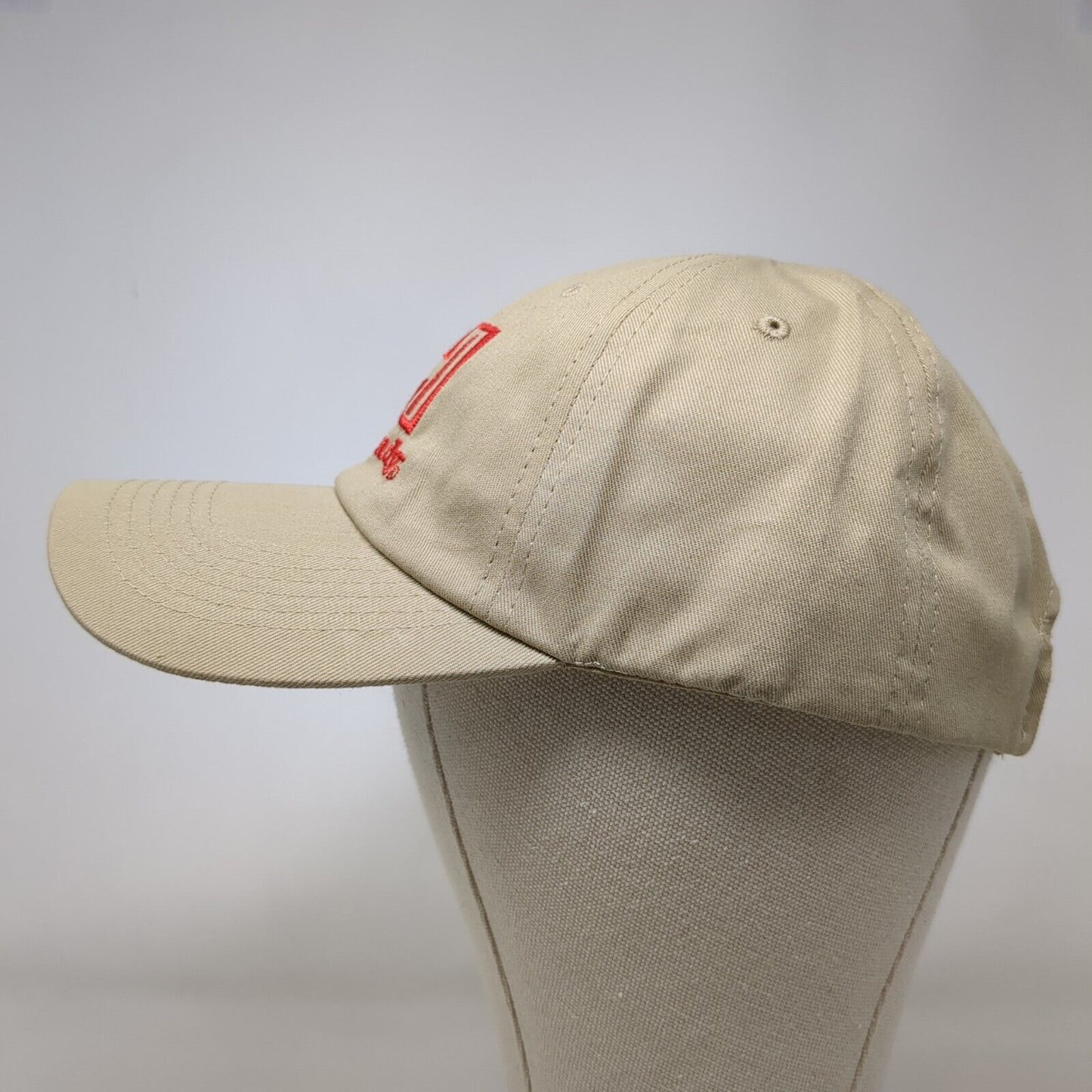 Hornady Strapback Hat Tan OSFA Adjustable Embroidered Vented Holes 6 Panel