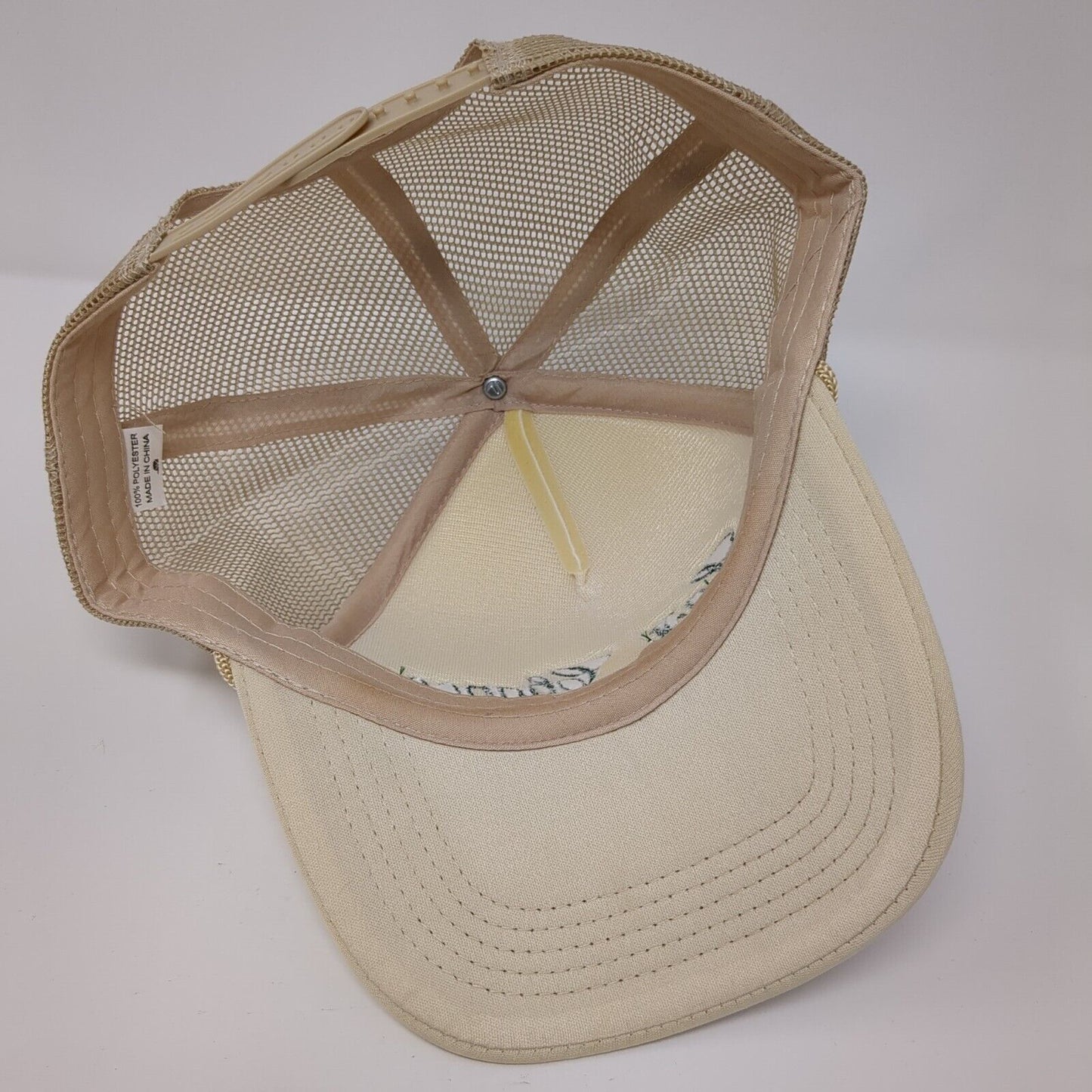 Last Chance Snapback Trucker Hat Tan OS Adjustable Embroidered Mesh Back Rope