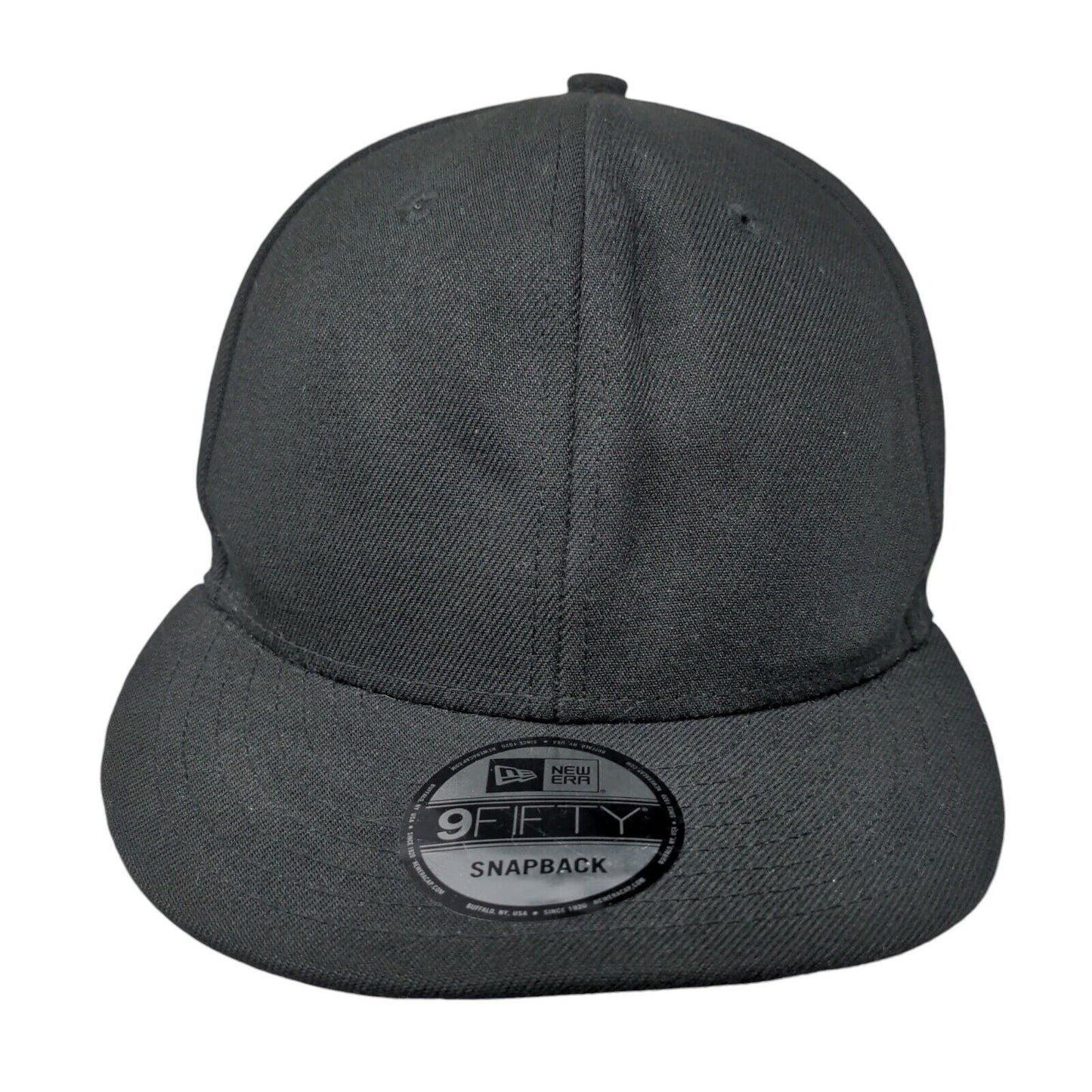 New Era Snapback Hat Black One Size Solid 6 Panel Vent Holes Blank