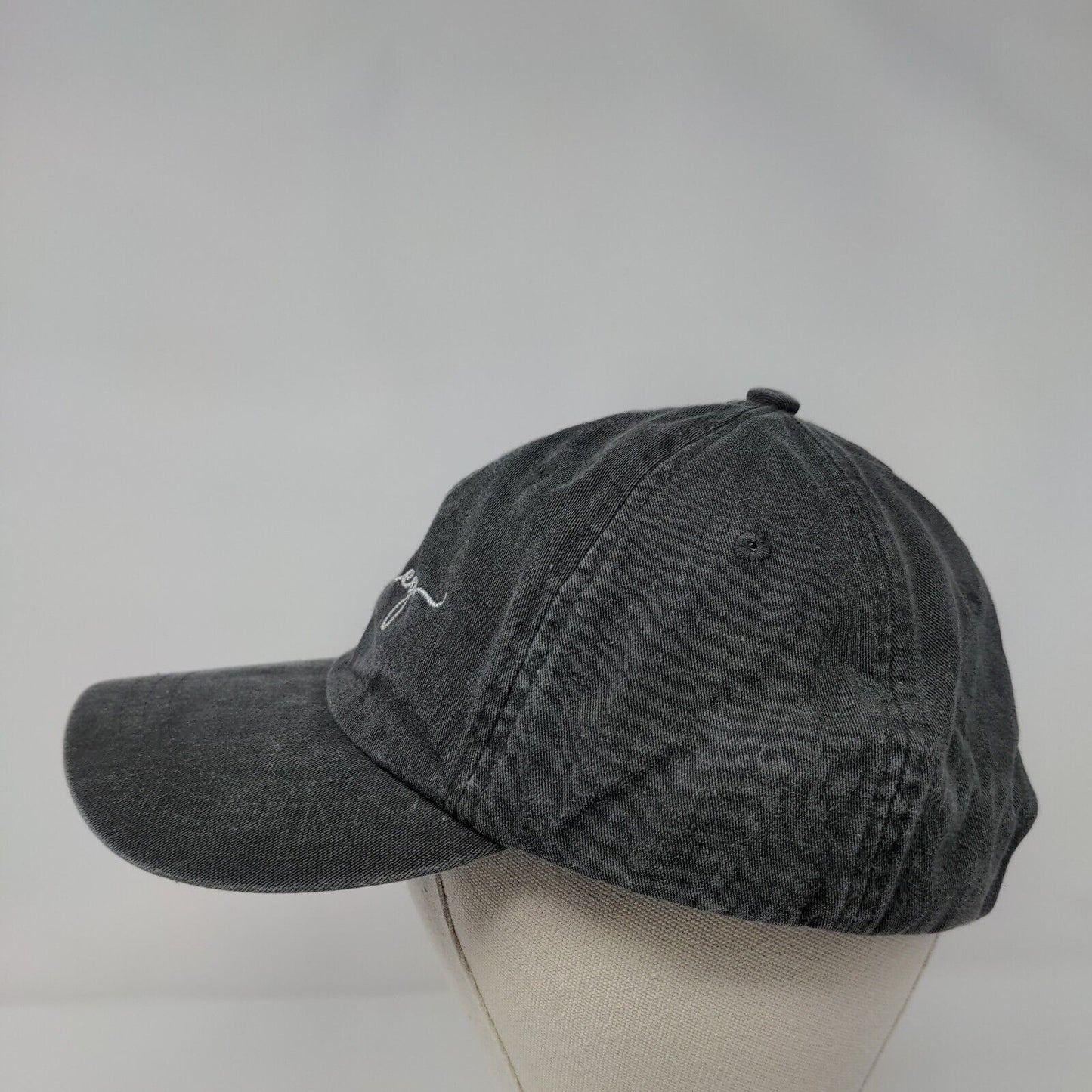 Alpha Chi Omega Slideback Hat Gray OSFA Embroidered Leather Strap Adams
