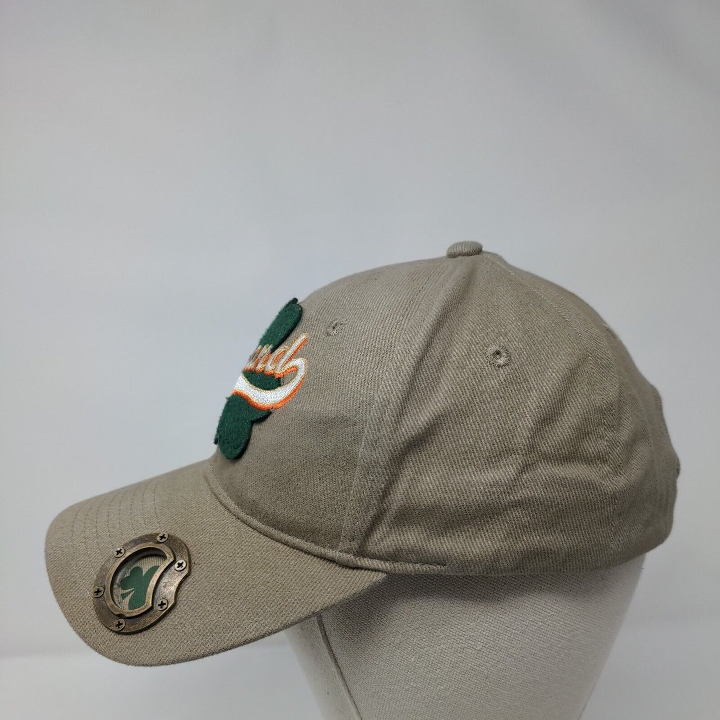 Ireland Shamrock Clover Strapback Hat Tan One Size Bottle Opener