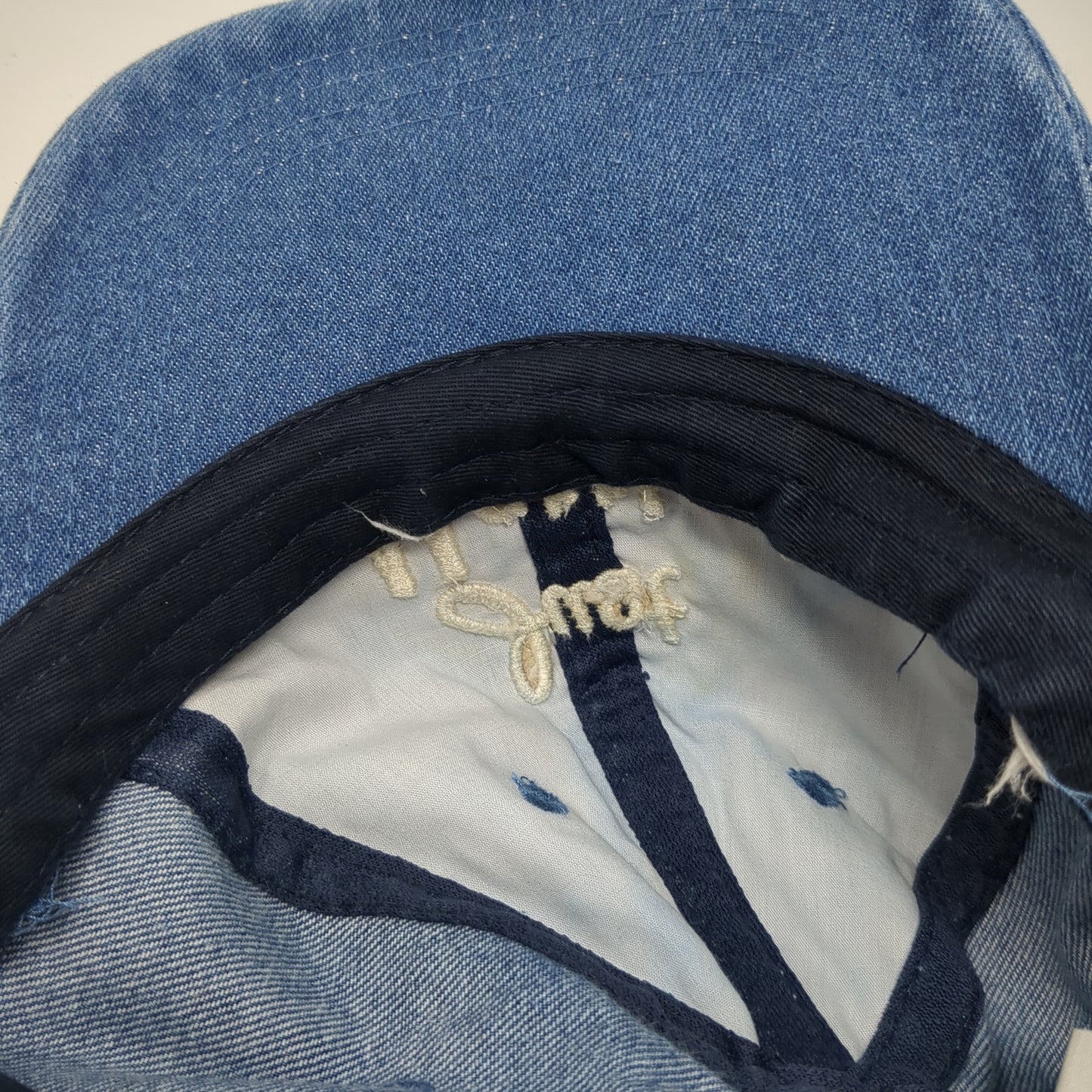 Just Married Slideback Hat Blue One Size Adjustable Embroidered Denim