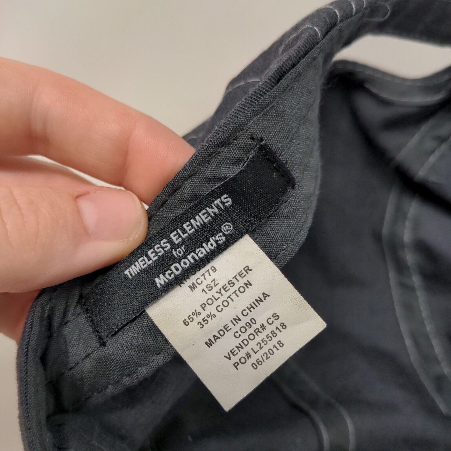McDonald's Slideback 5 Panel Hat Gray One Size Solid Employee Uniform
