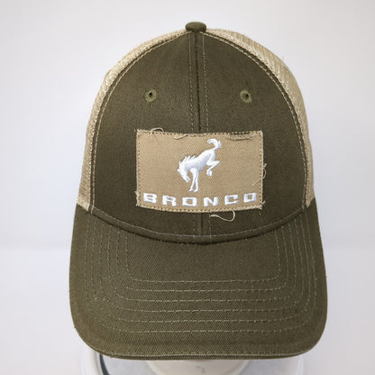 Bronco Patch Snapback Mesh Back Trucker Hat Brown One Size Adjustable