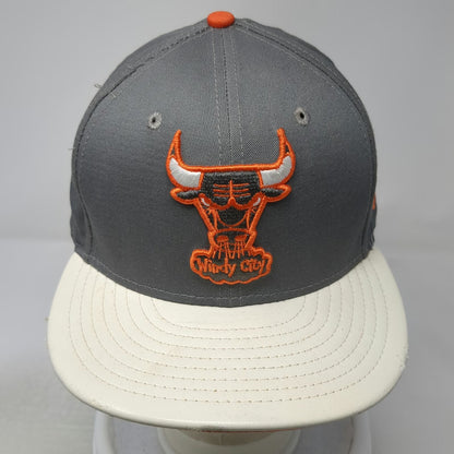 New Era NBA Chicago Bulls Snapback Gray L Hat Flat Brim Orange Underbill 9FIFTY