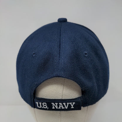 US Navy Anchor Strapback Hat Blue One Size Adjustable Embroidered