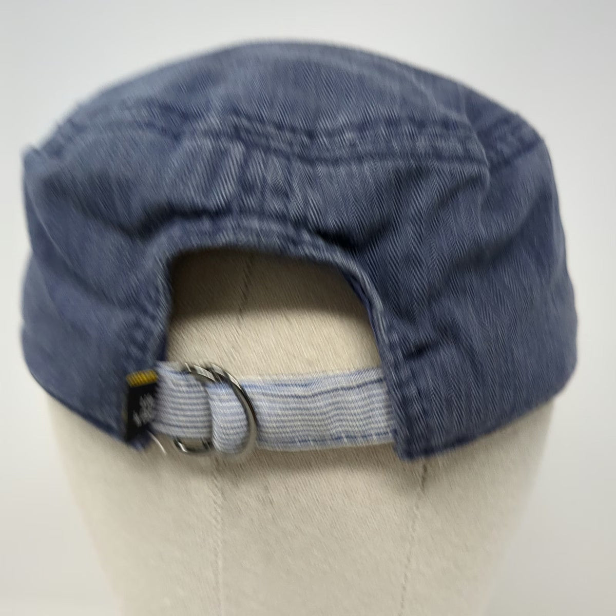 Old Navy Army Cap Blue One Size Heart Embroidery Herringbone Striped Lining Hat