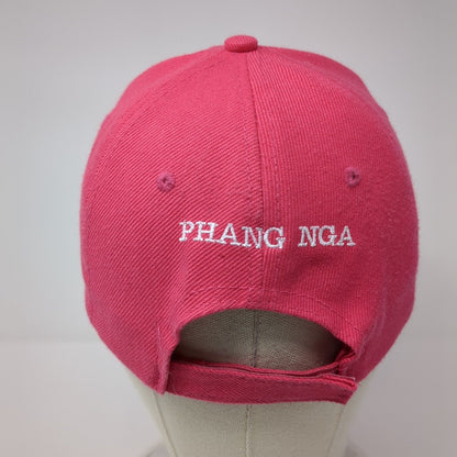 I Love Koh Yao Phang Nga Strapback Hat Pink One Size Adjustable 6 Panel