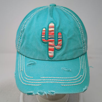 KBETHOS 5 Panel Blue OSFM Cactus Frayed Strapback Hat Southwest Serape Stitch