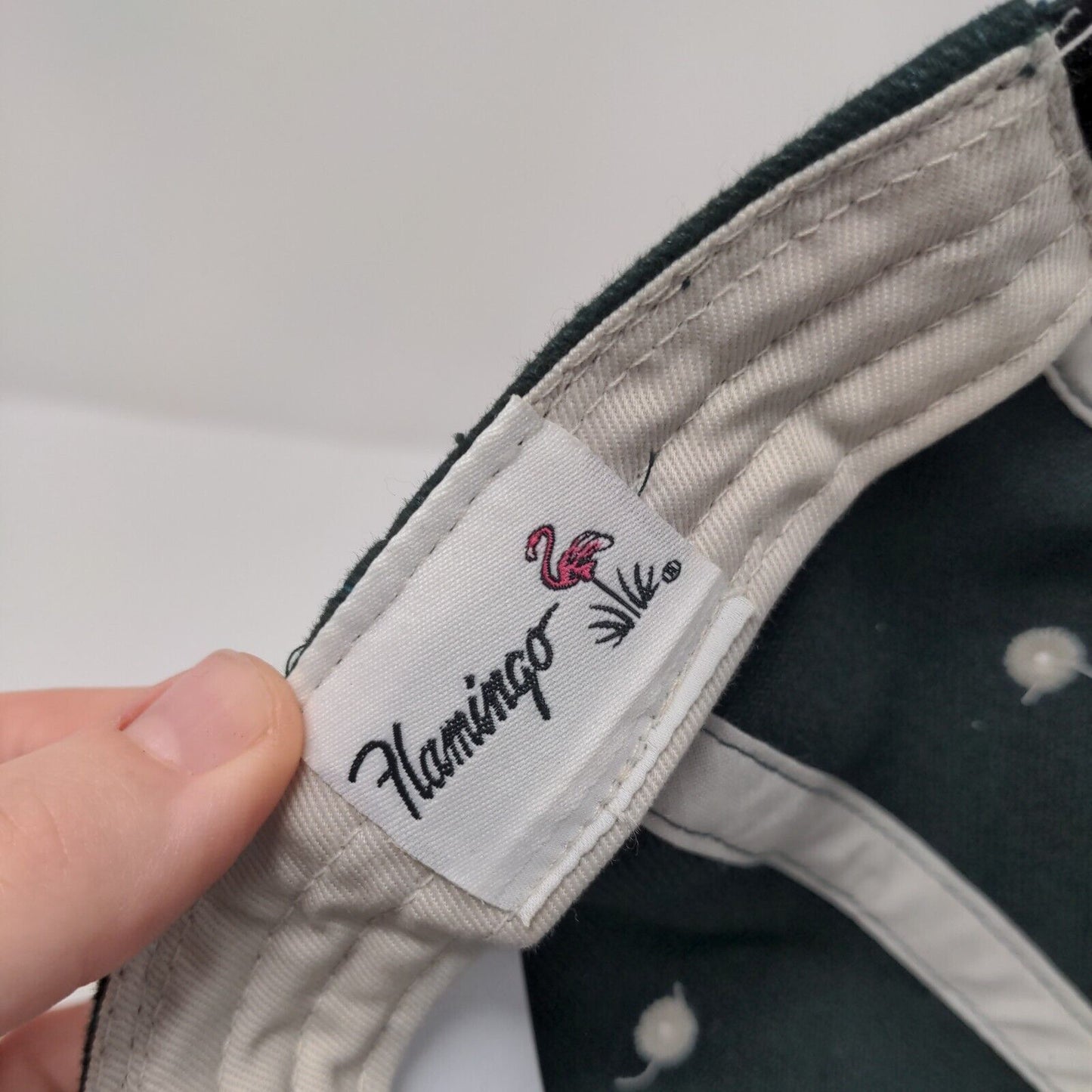 Flamingo Strapback Hat Green OSFA Adjustable Embroidered 6 Panel Cotton