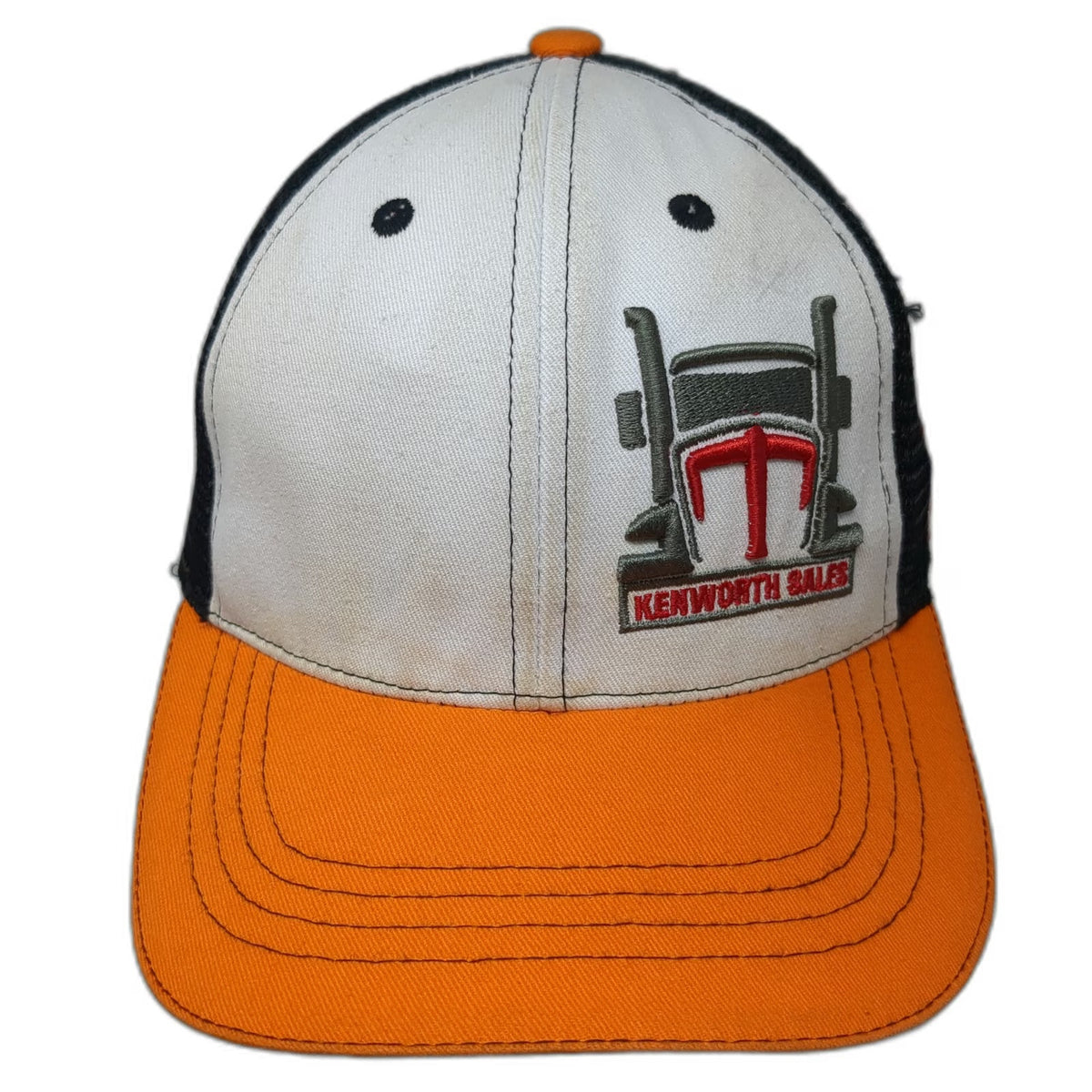 360 Apparel Baseball Cap White Orange One Size Kenworth Sales Mesh Back Hat