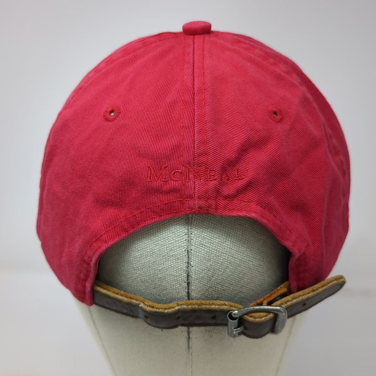 McNeal Baseball Cap Red One Size KSH Embroidered Leather Strapback Cotton Hat