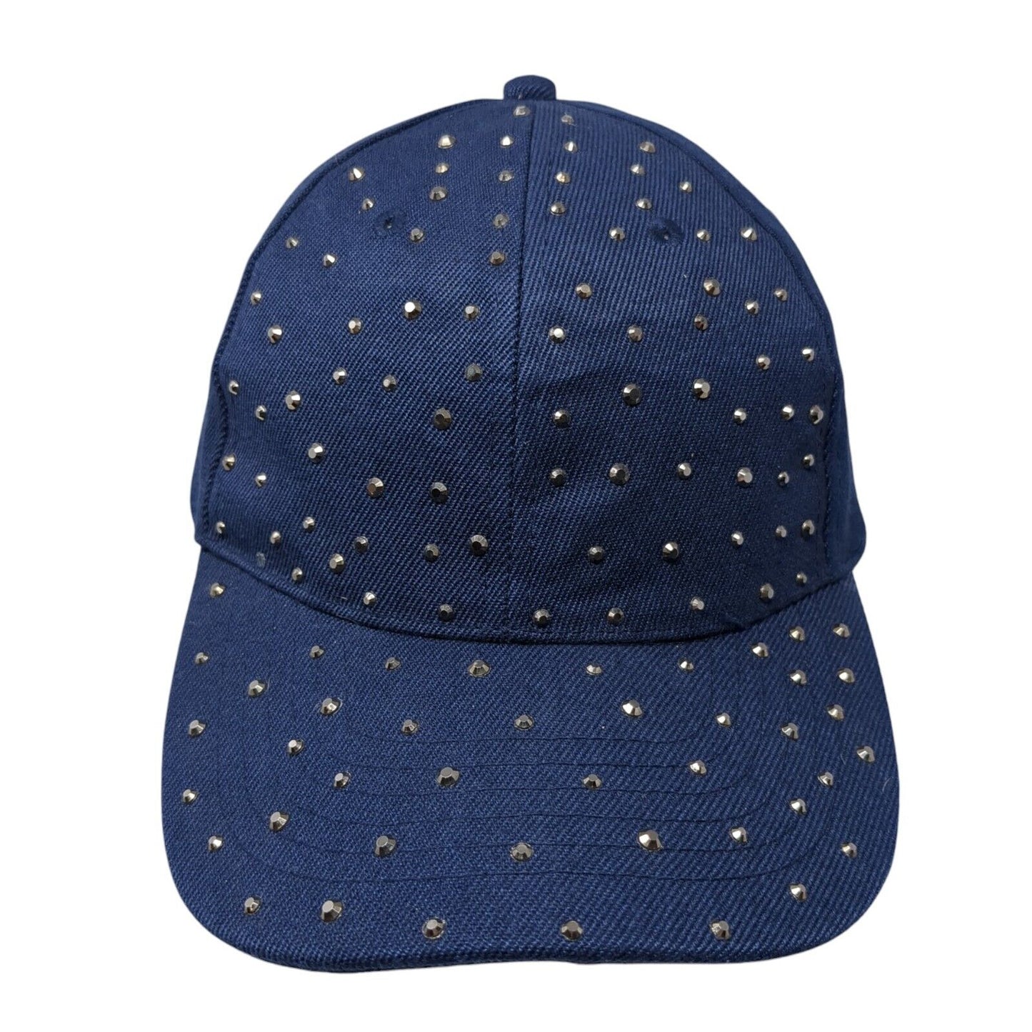 Unbranded Strapback Hat Blue One Size Adjustable Bling Studded 6 Panel Blank
