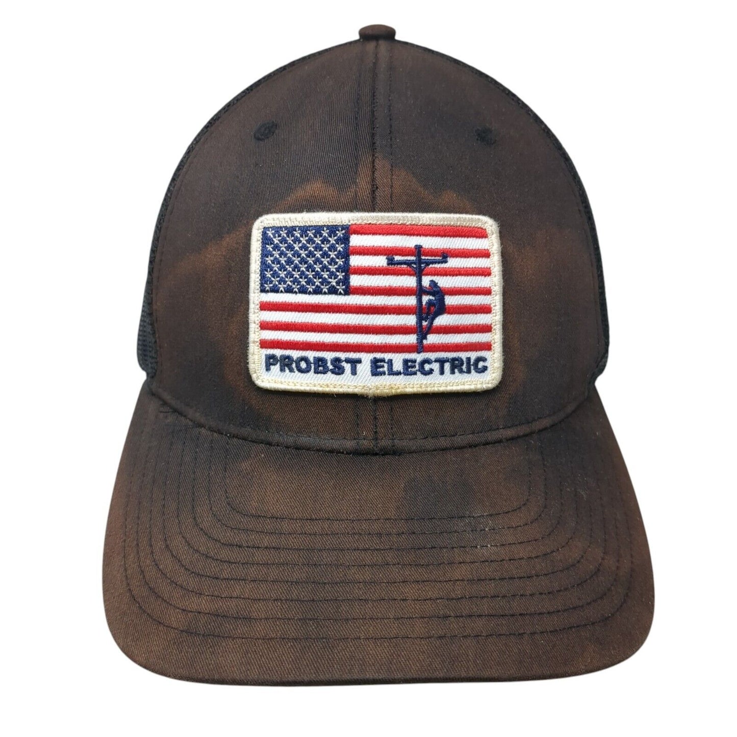 Probst Electric USA Flag Snapback Trucker Hat Black One Size Mesh Back