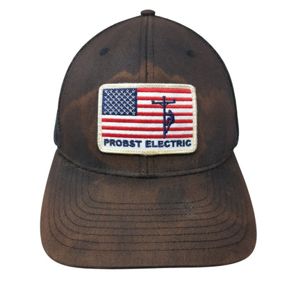 Probst Electric USA Flag Snapback Trucker Hat Black One Size Mesh Back