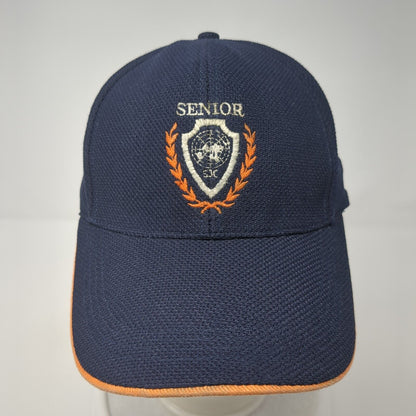Senior Slideback Hat Blue One Size Adjustable Embroidered Vented Holes 6 Panel