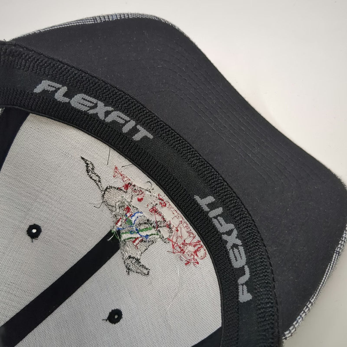 Flexfit Baseball Cap Gray XL Plaid Animal Health Clinic Blackfoot ID Hat Horse