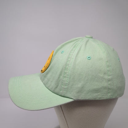 Smiley Face Patch Slideback Hat Green One Size Adjustable Vent Holes