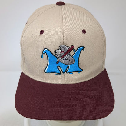 Flexfit Baseball Cap Beige Red One Size Mascot Logo Contrast Brim Sports Hat
